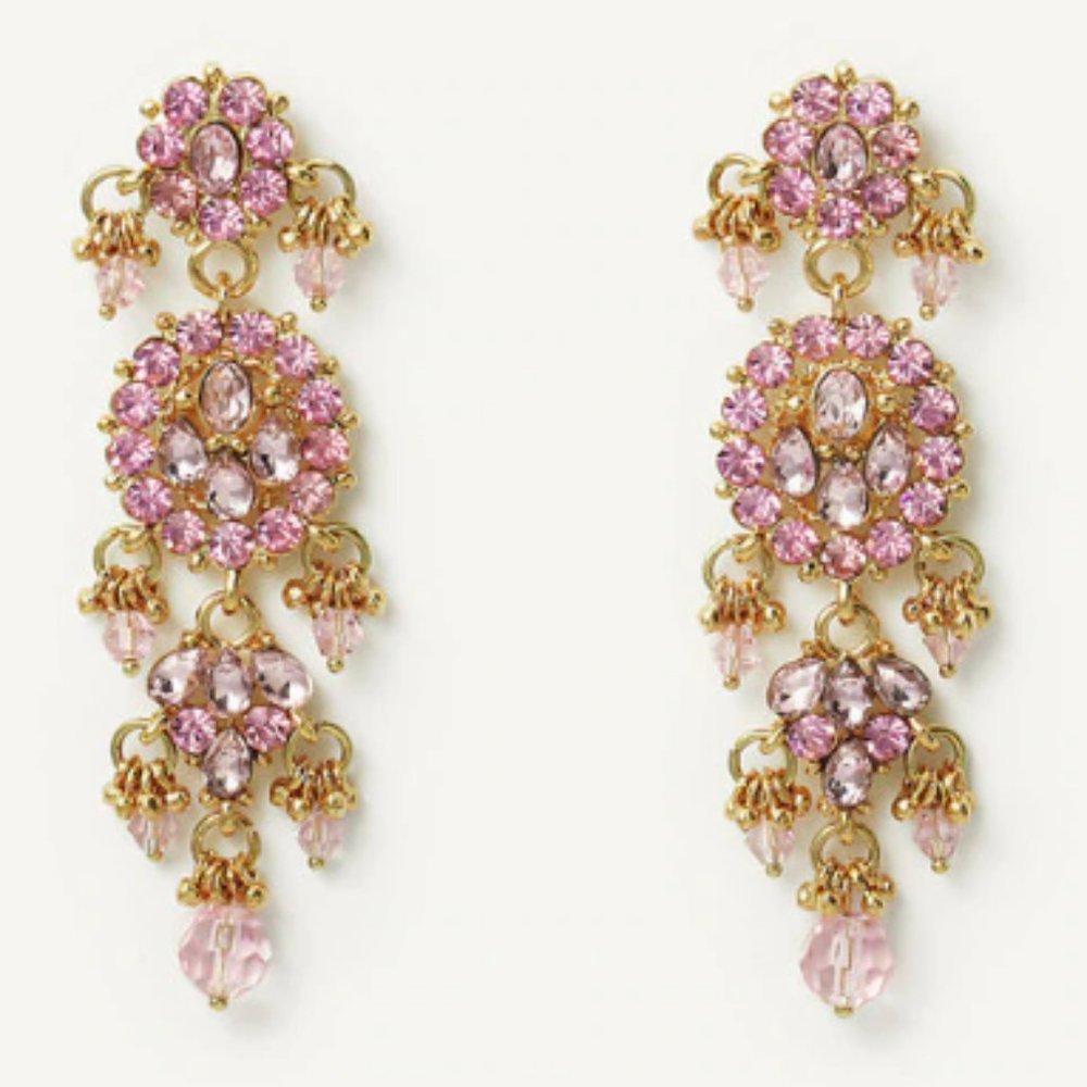 ISHARYA Pink Bling Chandelier Earrings